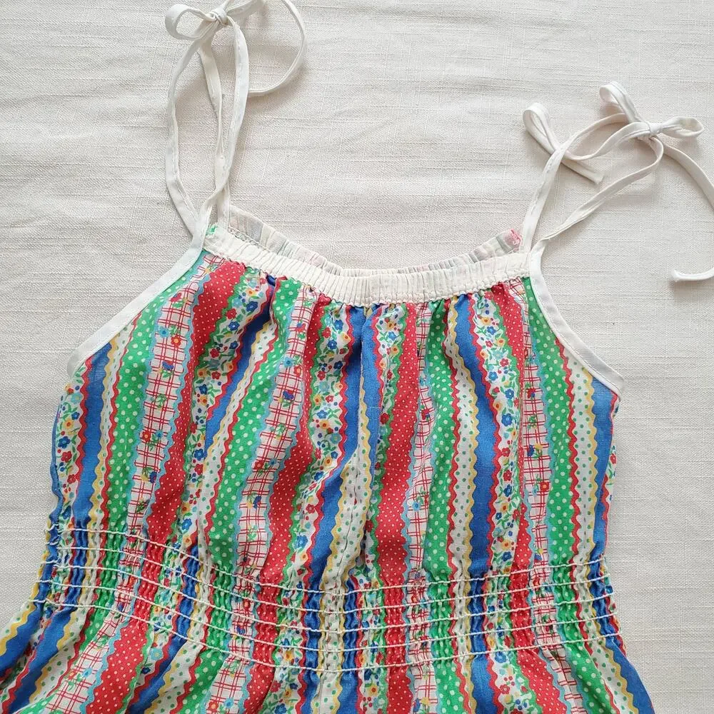 Vintage 70s Striped Pattern Romper kids 9/10 *flaw - Picture 2 of 10